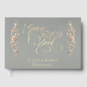 Rose Border & Heart Monogramm - Salbei-Gästebuch Gästebuch (Vorderseite)