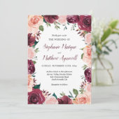 Rose Border Wedding Einladung (Stehend Vorderseite)