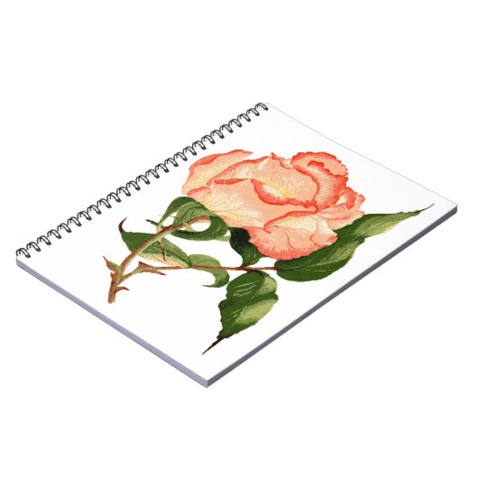 Rose botanische Aquarellfarbe Notizblock (Linke Seite)