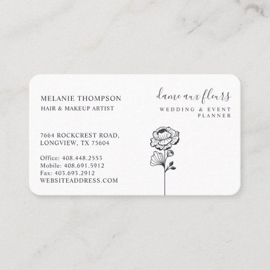 Rose Botanische Blush Navy mit modernem Chic Visitenkarte (Vorderseite)