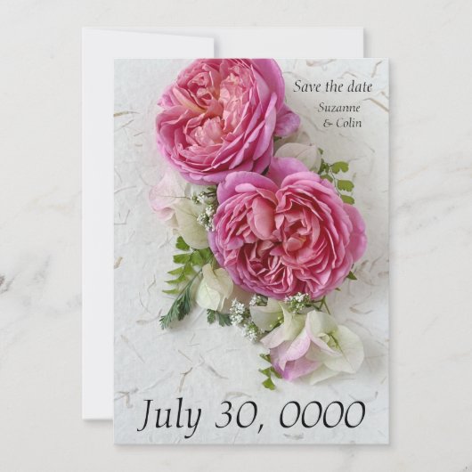 Rose, Bougainvillea und Farne Save The Date (Vorderseite)