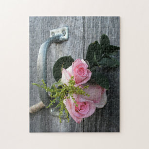 Rose Bouquet Barn Wood Rustic Floral Fotografie Puzzle