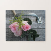 Rose Bouquet Barn Wood Rustikale Blumenfotografie Puzzle (Horizontal)