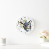 Rose Bouquet Berner Berghund Runde Wanduhr (Zuhause)