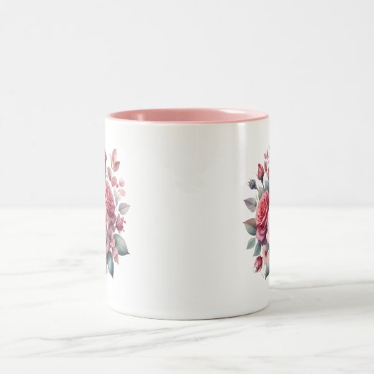 Rose Bouquet Blumendesign-62101 Zweifarbige Tasse (Mittel)