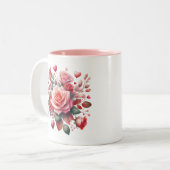 Rose Bouquet Blumendesign-62103 Zweifarbige Tasse (Vorderseite Links)