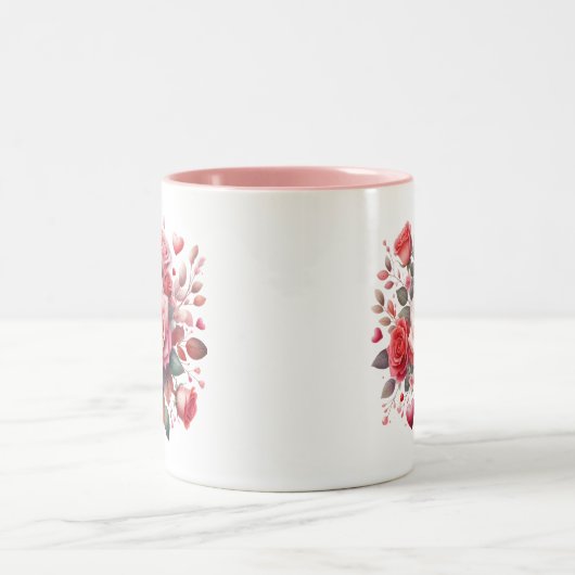 Rose Bouquet Blumendesign-62103 Zweifarbige Tasse (Mittel)