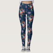 Rose Bouquet Blumenmuster Leggings (Vorderseite)