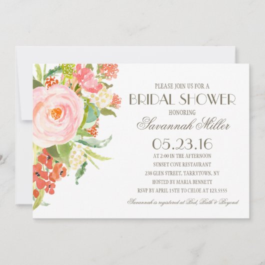 Rose Bouquet | Brautparty Einladung (Vorderseite)