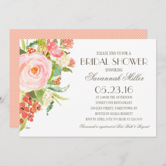 Rose Bouquet | Brautparty Einladung (Vorne/Hinten)