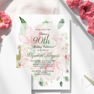 Rose Bouquet Elegant 90. Blumenchic Geburtstag Einladung