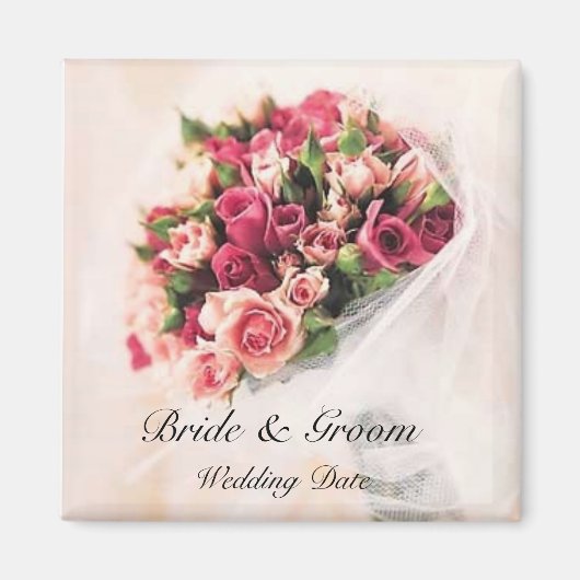 Rose Bouquet Gastgeschenk Hochzeit Magnet (Vorne)