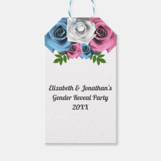 Rose Bouquet Gender Reveal Geschenkanhänger (Vorderseite)