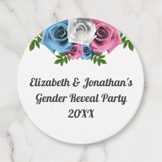 Rose Bouquet Gender Reveal Geschenkanhänger (Vorderseite)