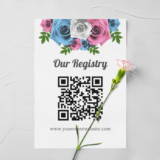 Rose Bouquet Gender Reveal Registry Begleitkarte