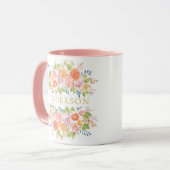 Rose Bouquet Gold Wasserfarbe mit Namen Tasse (Vorderseite Links)