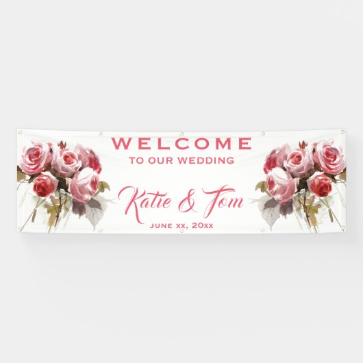 Rose Bouquet - Hanging Wedding Banner (Horizontal)