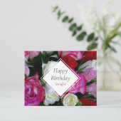 Rose Bouquet Happy Birthday Postkarte (Stehend Vorderseite)