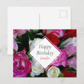 Rose Bouquet Happy Birthday Postkarte (Vorne/Hinten)