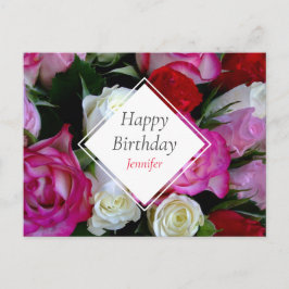 Rose Bouquet Happy Birthday Postkarte