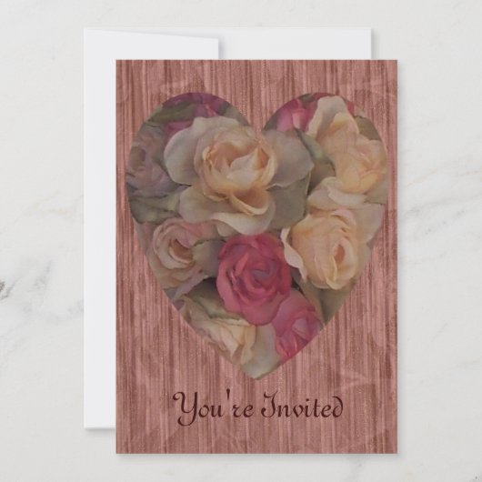 Rose Bouquet Herz Einladung (Vorderseite)