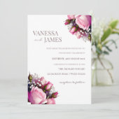 Rose Bouquet Hochzeit Einladung (Stehend Vorderseite)