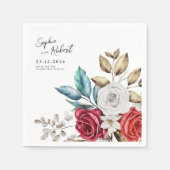 Rose Bouquet Hochzeit Personalisiert Serviette (Vorderseite)