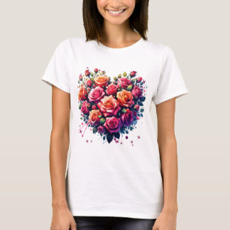 Rose Bouquet Illustration in Herzform T-Shirt