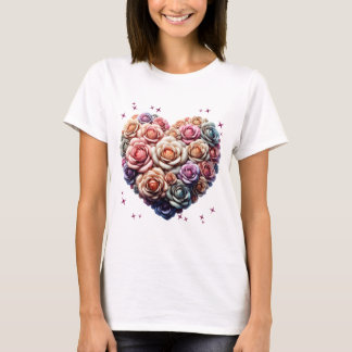 Rose Bouquet Illustration in Herzform T-Shirt