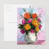 Rose Bouquet in Vase Postkarte (Vorne/Hinten)