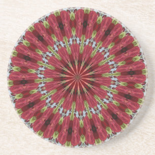 Rose Bouquet Kaleidoskop unter Glas 1 Sandstein Untersetzer