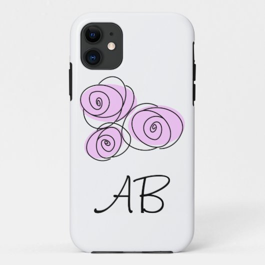 Rose Bouquet Lilac 'Monogram' iPhone Case (Rückseite)