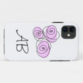 Rose Bouquet Lilac 'Monogram' iPhone Case (Rückseite (Horizontal))