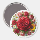 Rose Bouquet Magnet (Vorderseite/Rückseite)