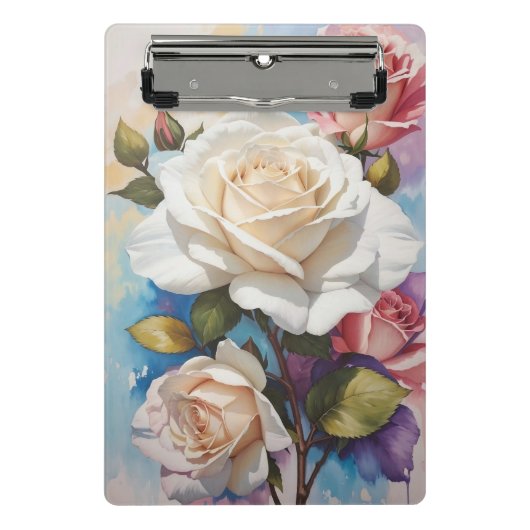 Rose Bouquet Malerei Design Mini Klemmbrett (Vorderseite)