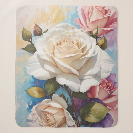 Rose Bouquet Malerei Design Sherpadecke (Vorderseite)
