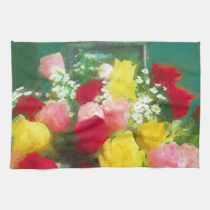 Rose Bouquet Malerei - Niedliche Original Blume Ku Geschirrtuch