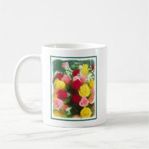 Rose Bouquet Malerei - Niedliche Original Blume Ku Kaffeetasse