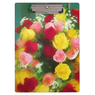 Rose Bouquet Malerei - Niedliche Original Blume Ku Klemmbrett