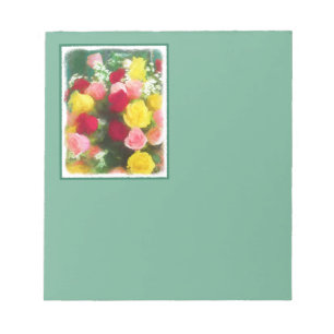Rose Bouquet Malerei - Niedliche Original Blume Ku Notizblock