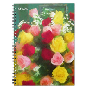 Rose Bouquet Malerei - Niedliche Original Blume Ku Notizblock