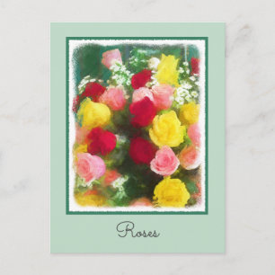 Rose Bouquet Malerei - Niedliche Original Blume Ku Postkarte
