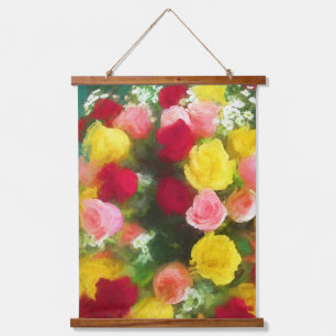 Rose Bouquet Malerei - Niedliche Original Blume Ku Wandteppich Mit Holzrahmen