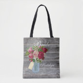 Rose Bouquet Mason Jar Personalisiert Bridge Tasche (Vorderseite)