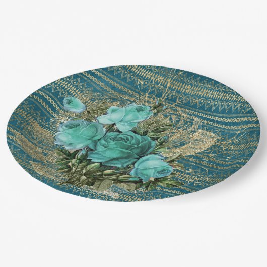 Rose Bouquet Pappteller (Schrägansicht)