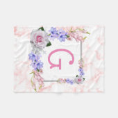 Rose Bouquet Pink Monogram Fleecedecke (Vorderseite (Horizontal))