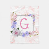 Rose Bouquet Pink Monogram Fleecedecke (Vorderseite)
