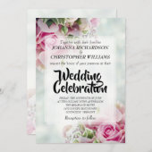 Rose Bouquet Pink Pastel Floral Wedding Einladung (Vorne/Hinten)