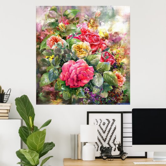 Rose-Bouquet Poster (Heimbüro)