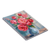 Rose Bouquet | Red Flower Vase Watercolor Floral Notizblock (Rechte Seite)